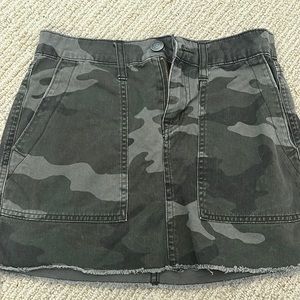high waisted camo jean skirt